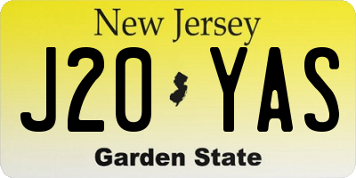 NJ license plate J20YAS