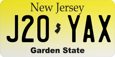 NJ license plate J20YAX