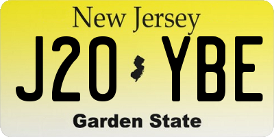 NJ license plate J20YBE