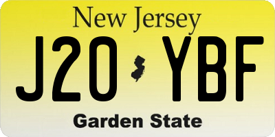 NJ license plate J20YBF