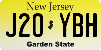NJ license plate J20YBH