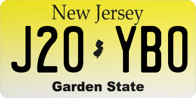 NJ license plate J20YBO
