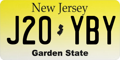 NJ license plate J20YBY