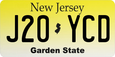 NJ license plate J20YCD
