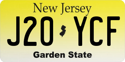 NJ license plate J20YCF