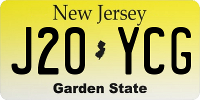 NJ license plate J20YCG