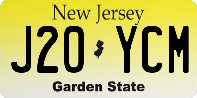 NJ license plate J20YCM
