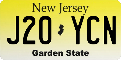 NJ license plate J20YCN