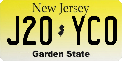 NJ license plate J20YCO