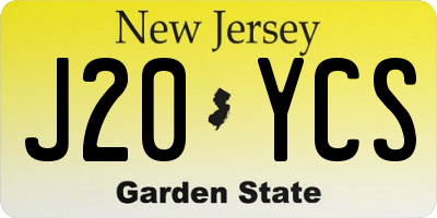 NJ license plate J20YCS
