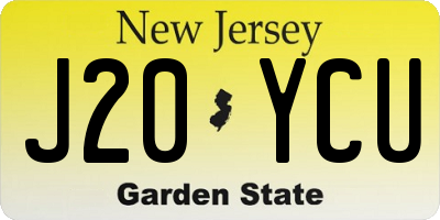 NJ license plate J20YCU