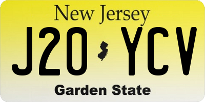 NJ license plate J20YCV