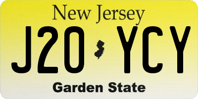 NJ license plate J20YCY