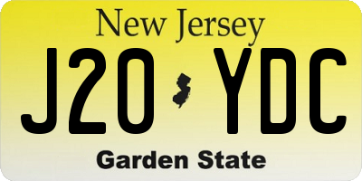 NJ license plate J20YDC