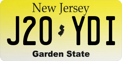 NJ license plate J20YDI