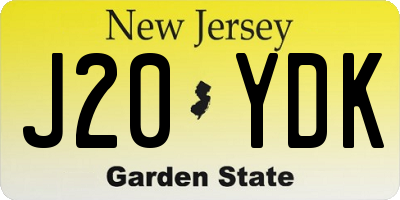 NJ license plate J20YDK
