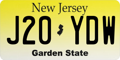 NJ license plate J20YDW