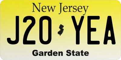 NJ license plate J20YEA
