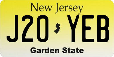 NJ license plate J20YEB