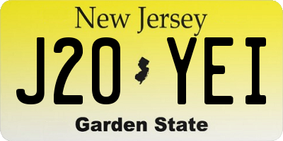 NJ license plate J20YEI