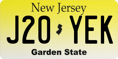 NJ license plate J20YEK