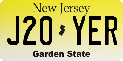 NJ license plate J20YER