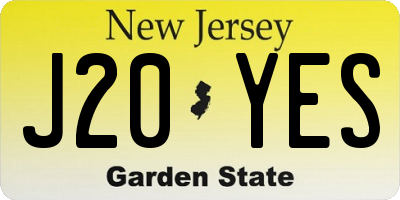 NJ license plate J20YES