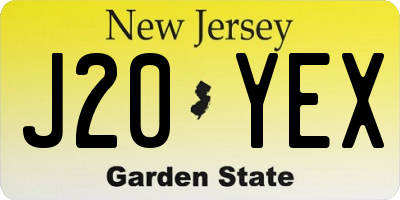 NJ license plate J20YEX