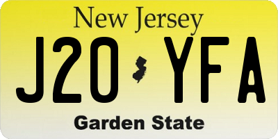 NJ license plate J20YFA
