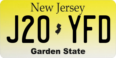 NJ license plate J20YFD