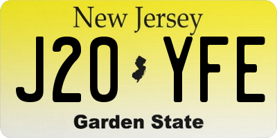 NJ license plate J20YFE