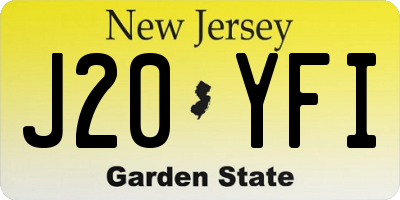 NJ license plate J20YFI