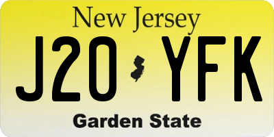 NJ license plate J20YFK