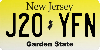 NJ license plate J20YFN