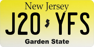 NJ license plate J20YFS