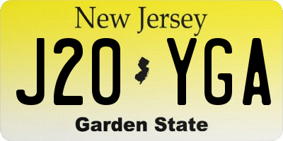 NJ license plate J20YGA