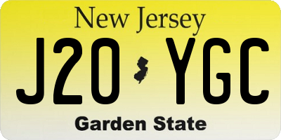 NJ license plate J20YGC