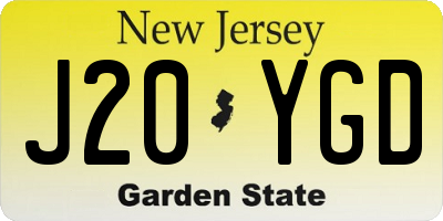 NJ license plate J20YGD