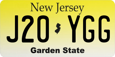 NJ license plate J20YGG