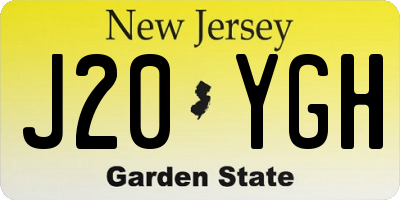 NJ license plate J20YGH