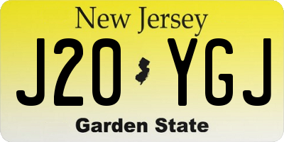 NJ license plate J20YGJ