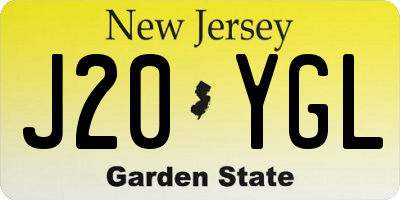 NJ license plate J20YGL