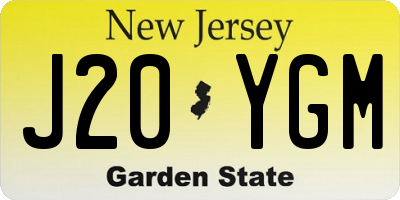 NJ license plate J20YGM