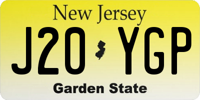 NJ license plate J20YGP