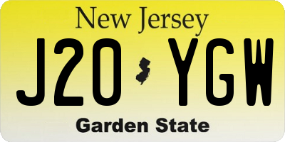 NJ license plate J20YGW
