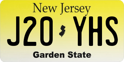 NJ license plate J20YHS