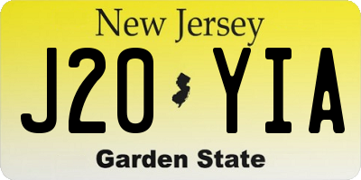 NJ license plate J20YIA