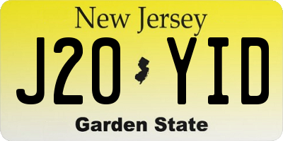 NJ license plate J20YID