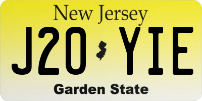 NJ license plate J20YIE