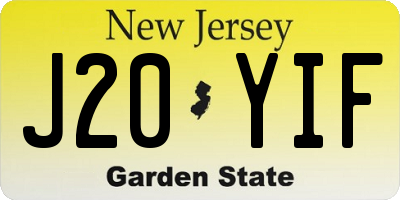 NJ license plate J20YIF